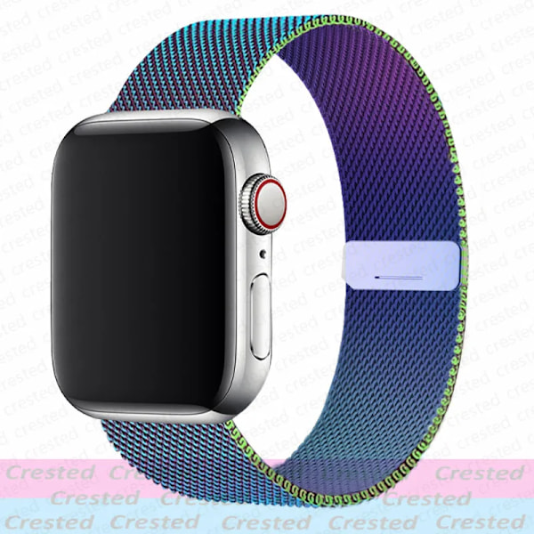 Milanese Loop Armband för Apple Watch Band 44mm 40mm 45mm 41mm 49mm 46 42mm correas armband iWatch serie 3 6 se 7 8 9 ultra 2 10 rainbow S10-46 42 44 45 49mm