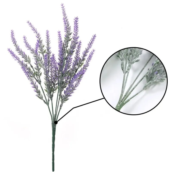 Konstgjorda blommor flockades Resistent lavendelbunt falska växter Bröllopsträns Bukett Inomhus Utomhus Hem Kök Kontorsinredning pink 38cm