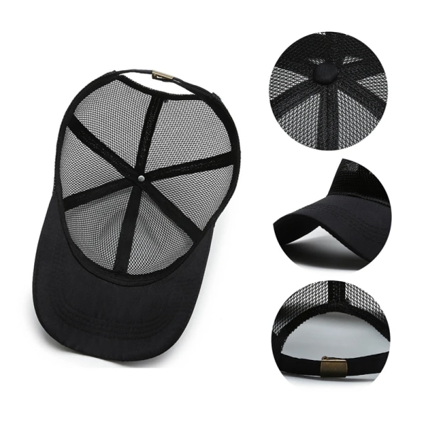 Kvinnor Män Sommar Cool Andas Snabbtorkande Mesh Cap UV Solskydd Utomhus Ridning Fiske Tennis Golfkepsar Sport Hatt Black One Size