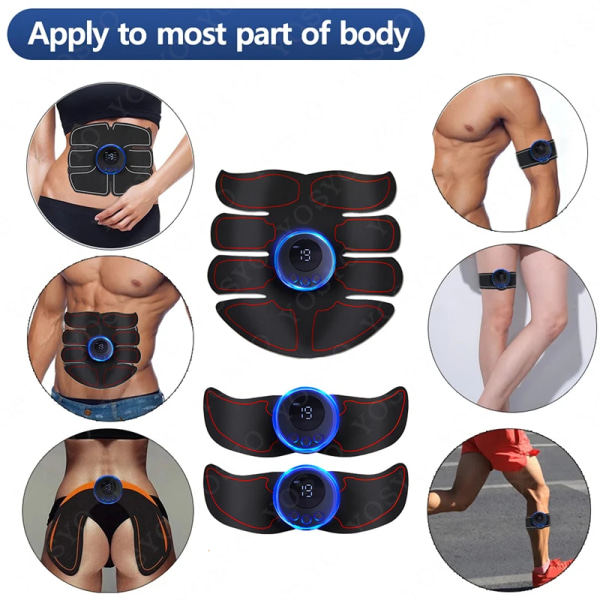 USB laddning magmuskelstimulator Intelligent Fitness 8-pack ABS Höftarm Training Patch Ersättningsgel YS2USB6PackABSonly