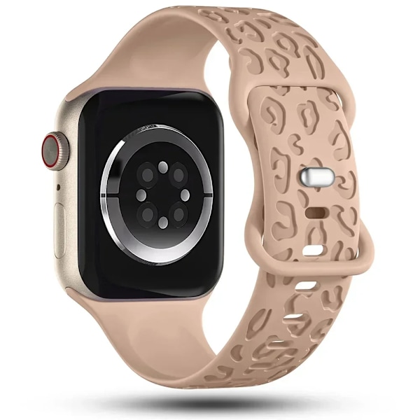 Graverat armband för Apple Watch Band 44mm 40mm 45mm 49mm 41mm 42mm Leopard silikonarmband iwatch series 9 7 6 5 4 se 8 ultra 2 Starlight 04 42 44 45 49mm-46mm