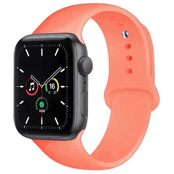 Silikonarmband för Apple Watch Band Ultra 2 49mm 45mm 44mm 41mm 40mm 38mm Correa Armband IWatch Series 9 8 7 5 4 3 8 6 SE 44mm NewApricotO 38mm 40mm 41mm S