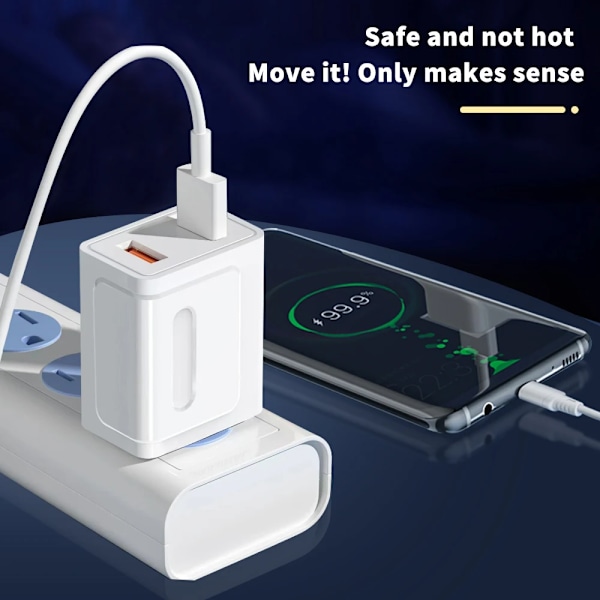 2 Portars USB-laddare Snabbladdning Portabel Mobiltelefon Snabbladdare För Samsung S23 Xiaomi 14 Pro Huawei Dubbel USB Vägg