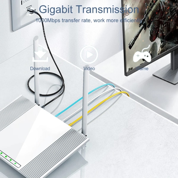 SAMZHE – kabel Ethernet Cat6A, kabel Lan Cat6, kabel för återupptagande av UTP för PC PS, Modem Internet, router Gigabit Cat 6, kabel Ethernet 2m Blue Ethernet Cable