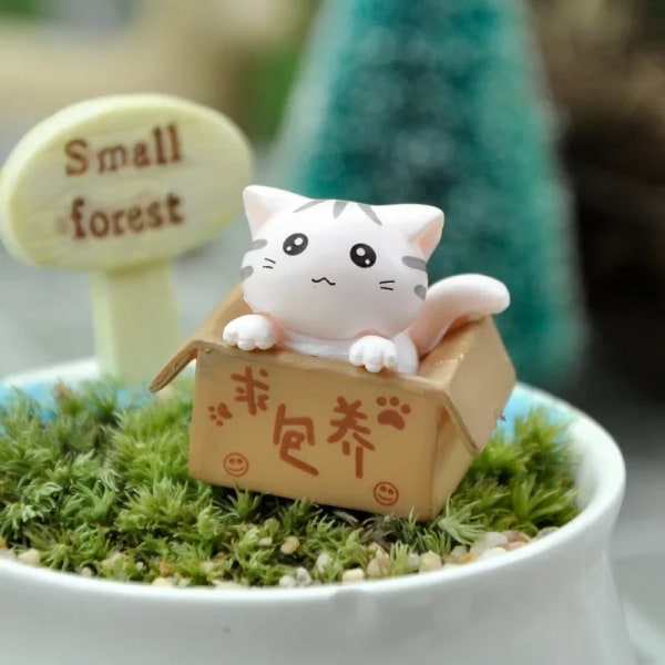 Kawaii Mini Cat Ornament Trädgårds kattunge staty Gåva Till Barn Barn Baby Rum Dekoration Leksak Miniatyr figurer Heminredning 03  30mmx25mm