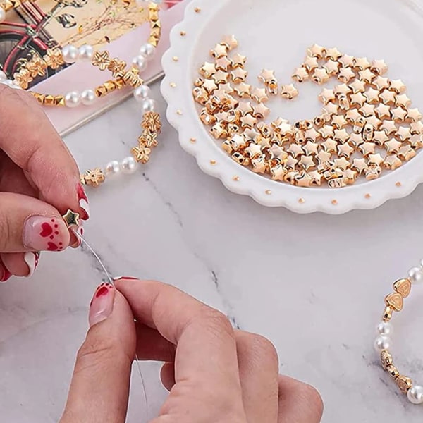 500 st CCB-pärlor för smyckestillverkningssats Pläterad guldfärgad pärllåda DIY-armband Halsband Tillbehör WHITE
