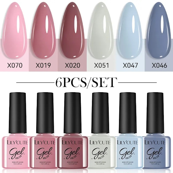 LILYCUTE 6 st/set 7ml Kaffeserie Gel Nagellack Kit 125 Färger Manikyr Semi Permanent Soak Off UV Nagelkonst Gel Lack 6Pcs 15