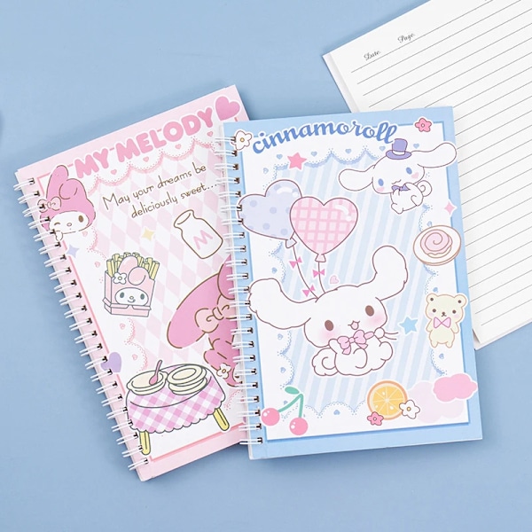 Kawaii Sanrio Kuromi Coil Notebook A5 Anteckningsbok Övning Bok Flickor Söt Brevpapper Cinnamoroll Learning Note Pad Dagbokcomment A4