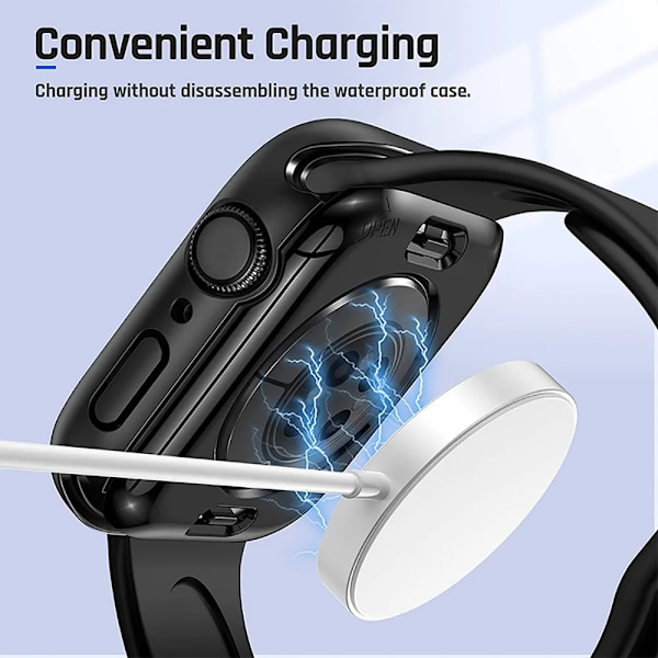 Härdat Glas+Skal För Apple Watch 38mm 40mm 41mm 42mm 44mm 45mm 46mm Skärmskydd Skyddande Fodral iWatch 10 8 7 9 6 SE 5 silvery Series 7 8 9 45MM