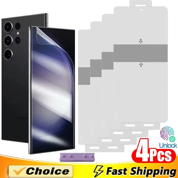 4 st Full Cover TPU Hydrogel Film Skärmskydd för Samsung Galaxy S25 S24 S23 S22 S21 S20 Note 20 Ultra S25 Plus S24 S23 FE For Samsung S23Ultra 4 Pieces