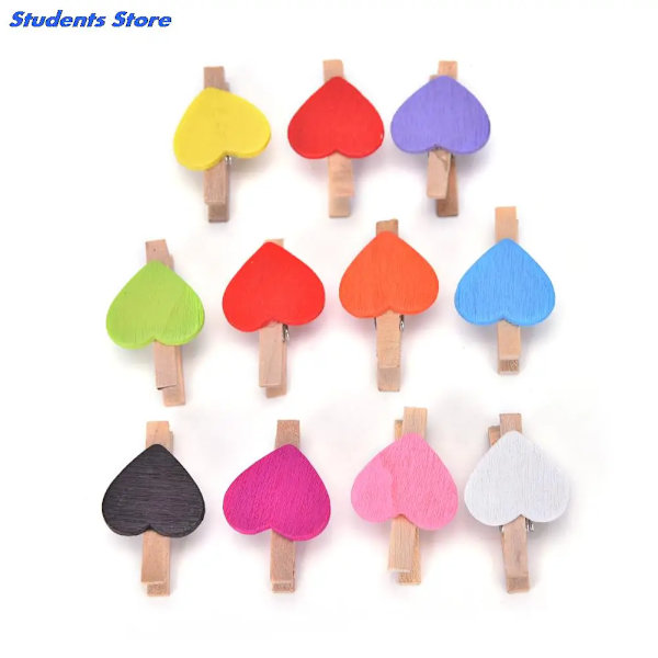 20 Pcs Hjärta Trä Pegs Kläder Socks Clips Mini Stift Kläder Trä Foto Papper Klämma Konst Hantverk Clips Bröllop Home Inredningar Blue