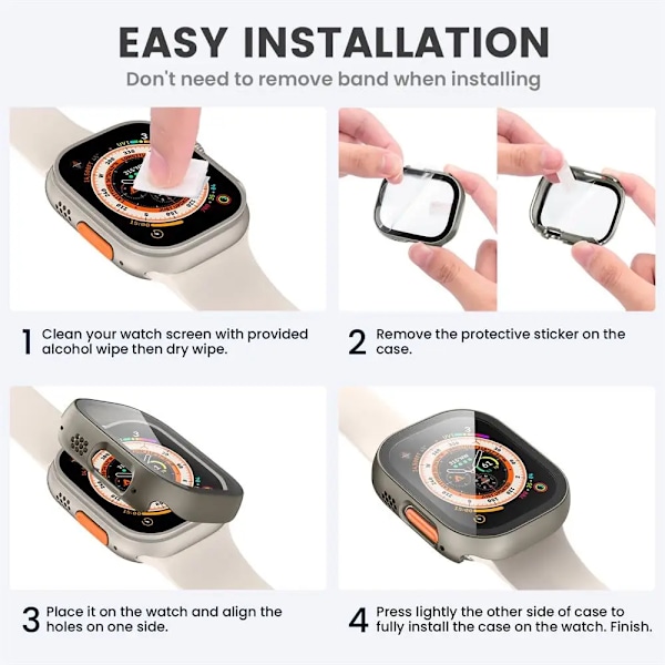 Skärmskydd för Apple Watch Fodral Ultra 2 49mm tillbehör Skydd Härdat glas iWatch serie 9 8 SE 7 4 45mm 41mm 44mm 40mm Clear 41mm Series 7 8 9