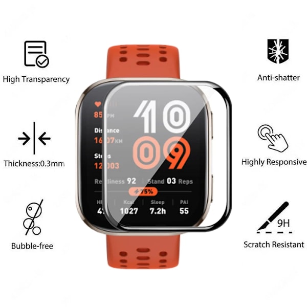 1-3 st Skyddsfilm för Amazfit Bip 6 3D Böjd Skärmskydd för Huami Amazfit Bip6 Bip5 Bip3 3Pro Bip U Pro Klockskydd 2 PCS Amazfit Bip U-UPro