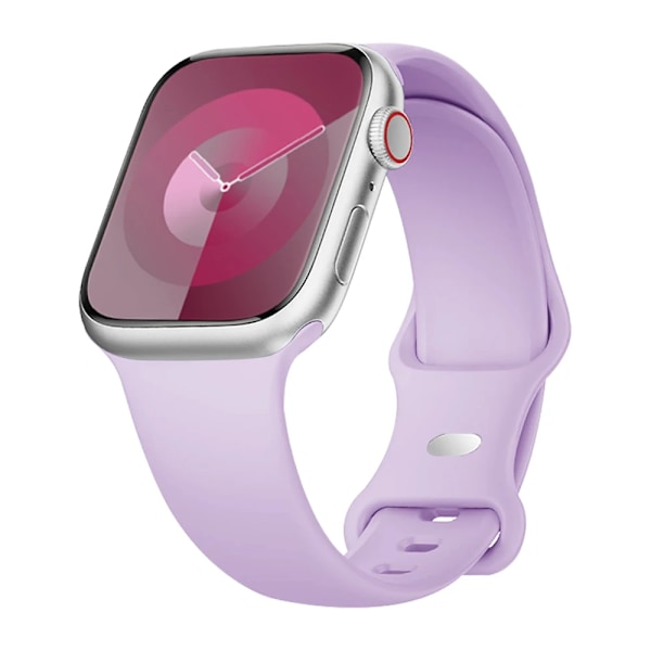 Silikonarmband för Apple Watch Band 40mm 44mm 46mm 45mm 41mm 49mm 38 42 Correa Armband iWatch serie 6 ultra2 7 8 9 se 10 band Lavender 38 40 4142mm S-M