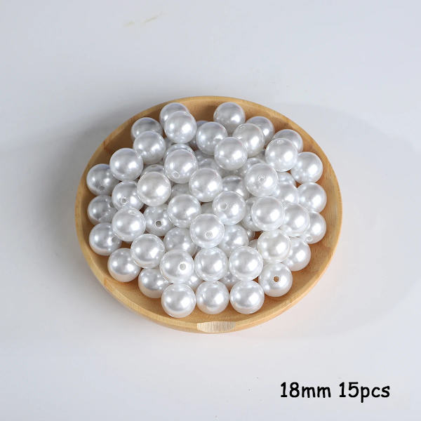 3-20 mm 10-1000 st rakt hål ABS-imitation pärlbeige vitt armband med runda pärlor för att tillverka smycken style16