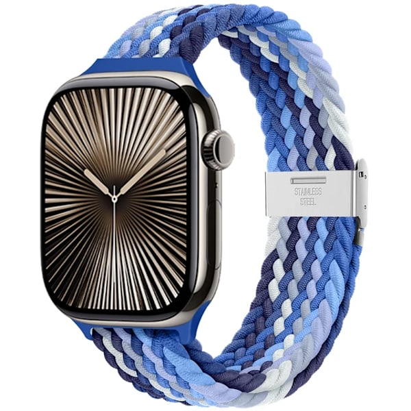 Armband för Apple Watch 46mm 45mm 44mm 49mm 40mm 41mm 42mm Flätad loop correa armband iWatch serie 10 8 9 7 5 se 6 4 Ultra Blueberry-Slim 38 40 41 S10-42 mm
