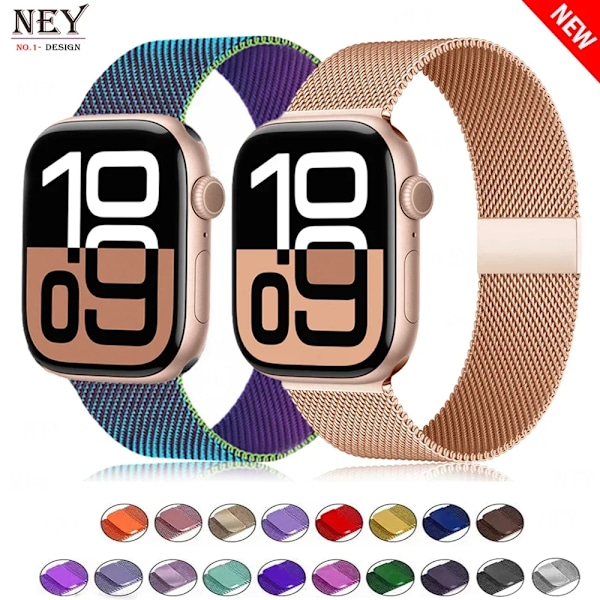 Milanese loop för Apple Watch armband 45mm 44mm 40mm 41mm 42mm-46mm stjärnljus armband iwatch serie 8 7 6 5 SE 9 10 Ultra 2 49mm Space gray 3 38-40-41-(S10)42mm