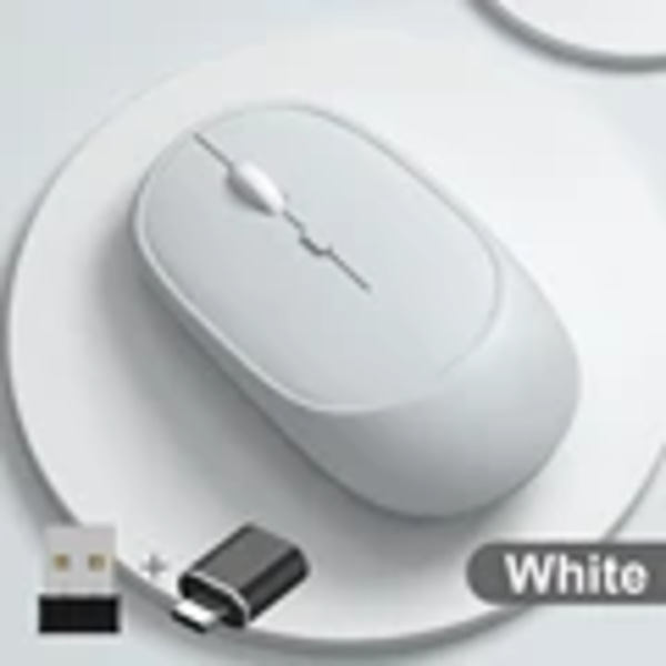 Trådlös mus, laddningsbar mus, spelmus, dubbla lägen, Bluetooth-kompatibel 2,4G USB, tyst mus för bärbar dator, surfplatta, Macbook, mus A with adapter