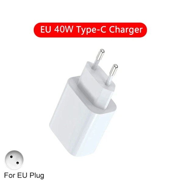 Apple 40W USB-C Snabbladdare för iPhone 16 15 14 13 12 11 Pro Max Plus PD Laddningskabel Tillbehör EU 40W Charger