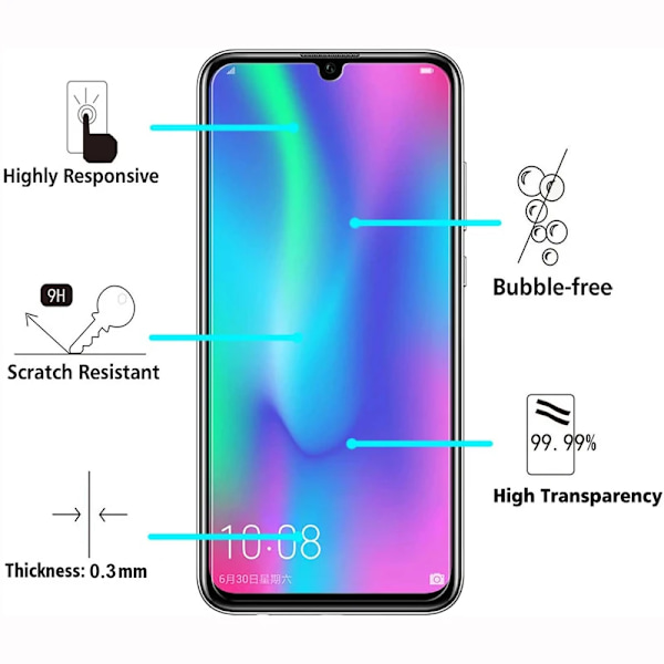4 st Härdat Glas för Huawei Honor 20 Pro 10i 10 Lite 9 9i 9S 9C 9X Lite 8 8X 8C 6X 7C 6A Skärmskyddsfilm Telefonglas For Honor 6A 4 Pieces