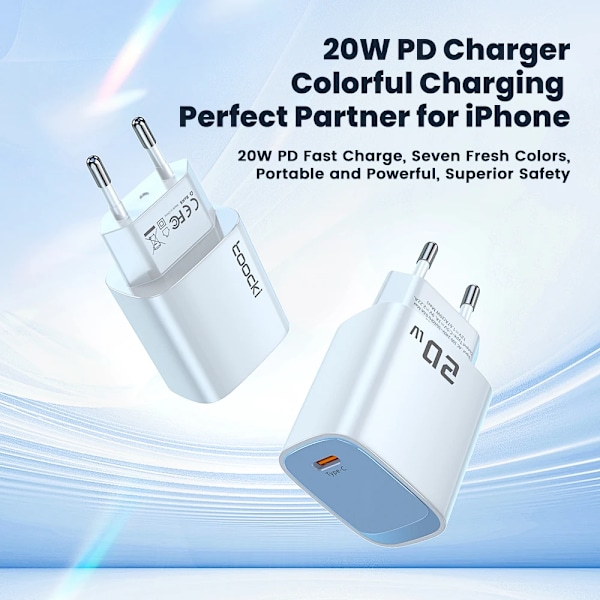 Toocki 20W PD Laddare Snabbladdning 3.0 USB-laddare för iPhone 14 13 12 Pro Max Portabel ny Snabb Telefonladdare för Xiaomi 12 EU Yellow