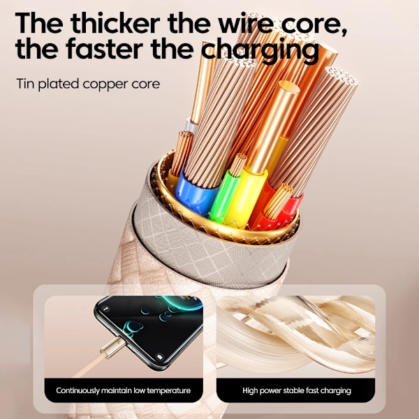 240W Typ C till Typ C Kabel Supersnabb Laddning För iPhone 16 15 Laptops Tablet PD USB C till USB C Kabel För Sumsung Huawei Telefon Gold 1.2m