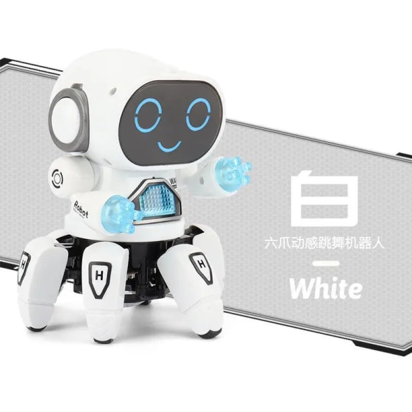 Intelligent elektronisk dansrobotleksak LED Färgglad blixtljus Musik Gå Sjungande Robot för barn Pedagogiska julklappar White