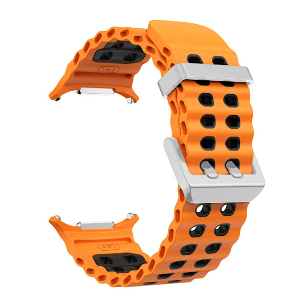 NYTT marint silikonarmband för Samsung watch ultra 47mm Armband utan glipor Sport tvåfärgat band för Galaxy 7 ultra klockarmband Orange Black-S Galaxy Watch 7 Ultra