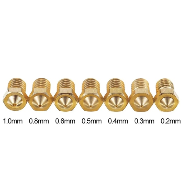 10 st E3D V6 mässingsmunstycke 0,2/0,3/0,4/0,5/0,6/0,8/1,0 M6 gängad koppar för 1,75 filament V5 V6 Hotend 3D-skrivardelar Mixed Size 2