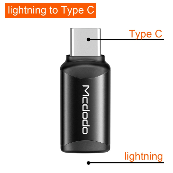 Mcdodo-Adaptateur OTG USB Typ C för Pluies, Chargeur, Câble de Données, Micro Convertisseur, iPhone 13, 12, 11, Pro, Max, X, Poly 3A, Charge Rapide Lightning  to Type C