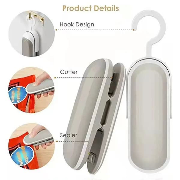 EW Mini Sealing Machine Food Preserving Heat Sealer Grey
