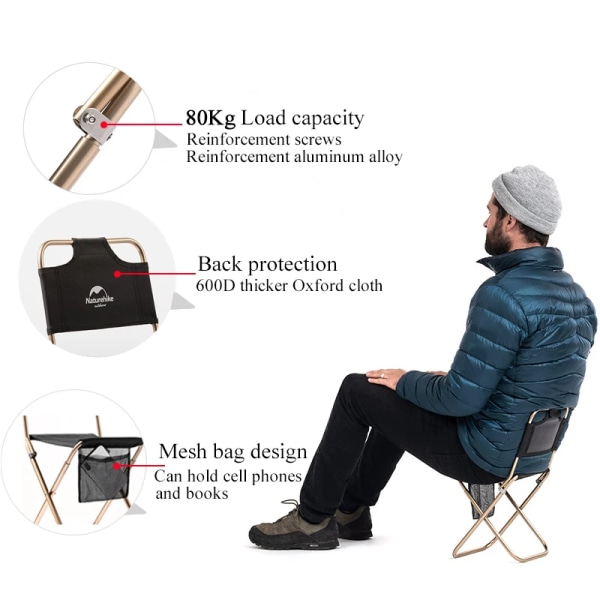 Strandstol Ultralätta bärbara campingstolar Fällbara med mesh Relaxstol Utomhus picknick Fotvandring Fiskestol Khaki