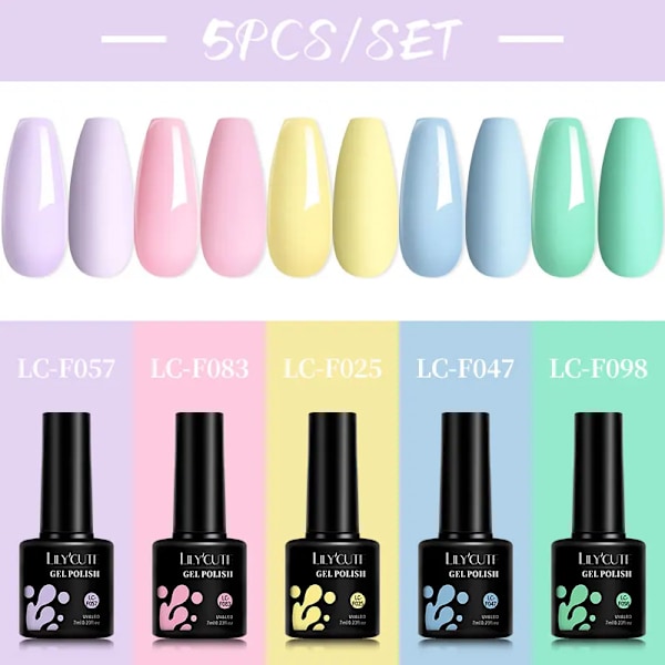 LILYCUTE 5 st/set 7ML Rödbrun Nagelgel DIY Nagelkonst Semi-Permanent UV Gel Polish Långvarig Design Manikyr Kit Tillbehör 241171