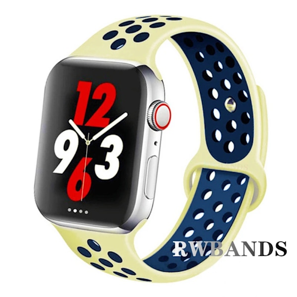 Sportarmband för Apple Watch Band 46mm 44mm 40mm 42-38-41mm 45mm Andningsbart Armband iWatch Series 10 9 8 7 6 SE 5 3 Ultra 2 49mm 42 Creamy Black 42 44 45 49-46mm M-L