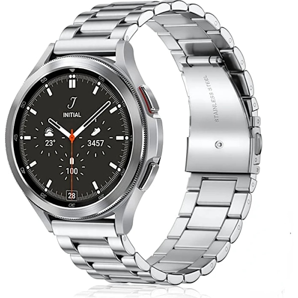 Metallarmband för Samsung Galaxy Watch 7/6/5/4 40mm 44mm Rostfritt Stål Armband Galaxy Watch 6/4 Classic 47mm 43mm 46 42mm/5pro 45mm Silver strap width 20mm