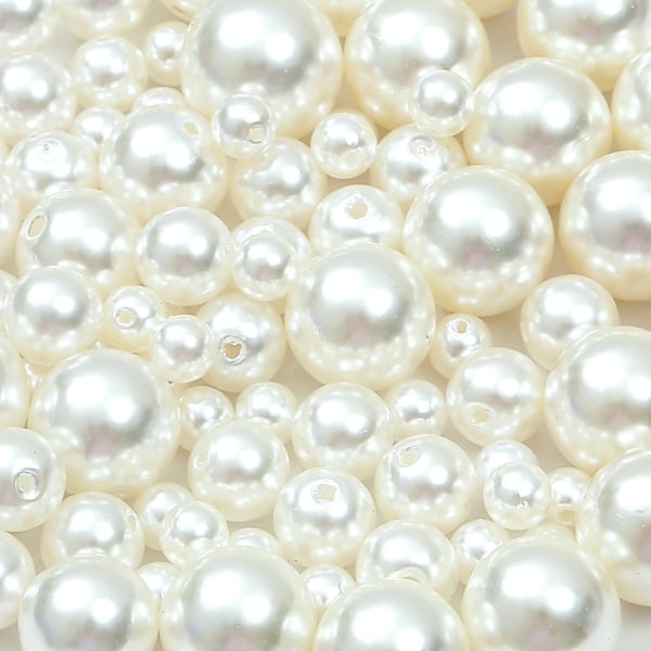 3-20 mm 10-1000 st rakt hål ABS-imitation pärlbeige vitt armband med runda pärlor för att tillverka smycken style14