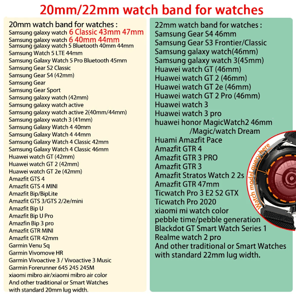 20mm 22mm Klockarmband för Samsung Galaxy Watch 7/6/4/5/Pro/6 Classic/S3/active 2 Band Flätat Armband Huawei GT 23 GT4 GT5 46mm Black Clever For Huawei GT4 46mm