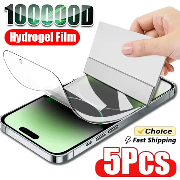 5 st Full Cover Hydrogel Film för iPhone 13 12 11 14 15 Pro Max Skärmskydd för iPhone 16 PRO XR XS MAX 7 8 Plus Inte Glas For iPhone SE3 2022 5Pcs Hydrogel Film