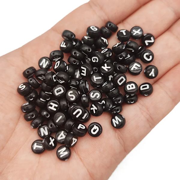6/7MM blandad bokstav Akryl Alfabet Kvadratisk kub Platt Rund Lösa Spacer Pärlor För Smycken Göra DIY Armband Halsband Fynd 4x7MM-MT74