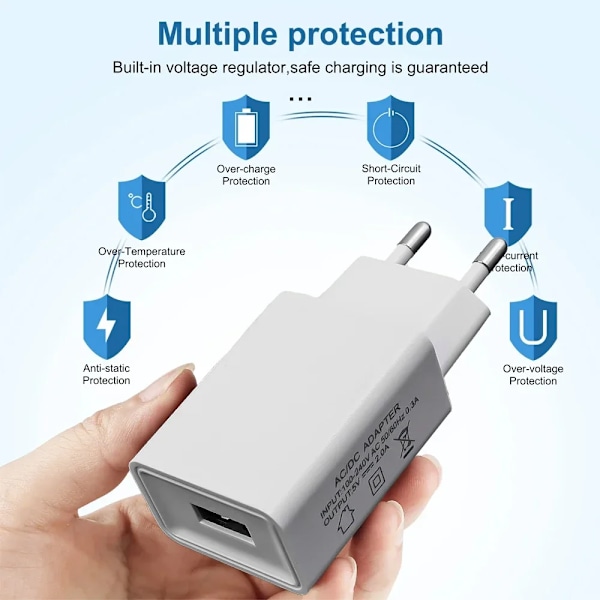 5V 2A Hem Rese Laddare Ström Universal Telefon EU US Laddningsadapter För IPhone 15 14 Samsung Huawei 2Pcs EU 5V1A