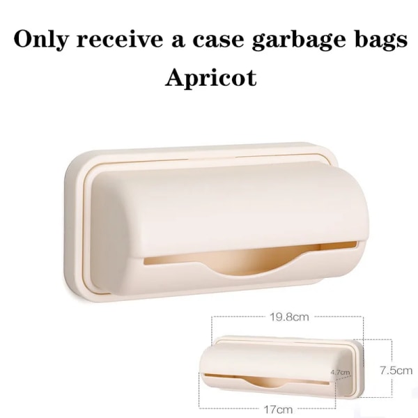 3 stil 100 st Plastpåsar och Stroage Box Set Adhesive Mount Monterad sopvägg Containerpåse Hållare Påsar Containers Förvaring apricot box