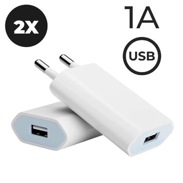 Laddare USB 5V 1A, 2 delar, adaptateur väggmålning de voyage, pris UE för telefon portabel XS Max 2Pcs Black EU Plug