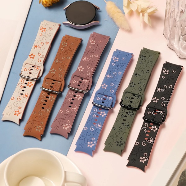 Graverat silikonarmband för Samsung Galaxy Watch 7 FE/6 4 Classic/5 Pro 45 Utan Glipor Sportarmband Galaxy Watch 7 Armband 44mm 40mm Barbie-Starlight Watch 6 classic 47mm