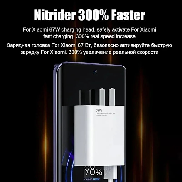 Xiaomi Original Laddare 67W Snabbladdning USB C PD Gränssnitt EU US UK Gan Laddare USB Typ C Kabel För Xiaomi Samsung EU Charger And Cable