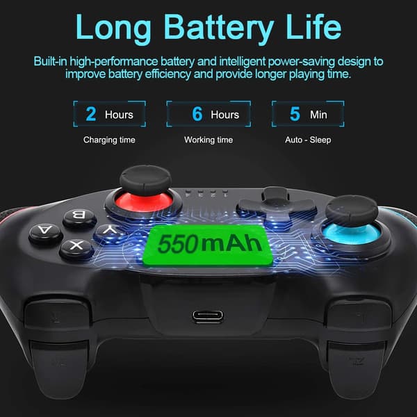 [2023 uppgraderad version] Bluetooth trådlös handkontroll kompatibel Nintendo Switch Pro Gamepad kompatibel Nintendo Game Joystick Blue-Red