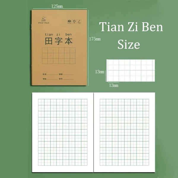 10 Pcs Primär Student Lär Dig Kinesisk Karaktär Anteckningsbok Handstil Tian Zige Pinyin Matematik Practice Bok Skol Supp Ljud F 10 Books