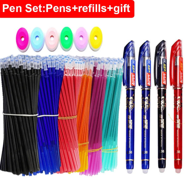 20+2 st/ set Kawaii Erasable Gel Pennor skrivslen 0,5 mm snabbtorkande Blå/Svart/Röd Gel Ink Papperskorna Skol & Kontorsmaterial Black pen-4PCS