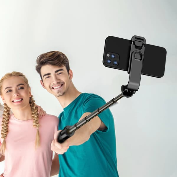 L03 Gimbal Aluminium Bluetooth 360 Graders Rotation Selfie Stick Bluetooth Stativ Stabilisatorhållare För Iphone Mobiltelefon black