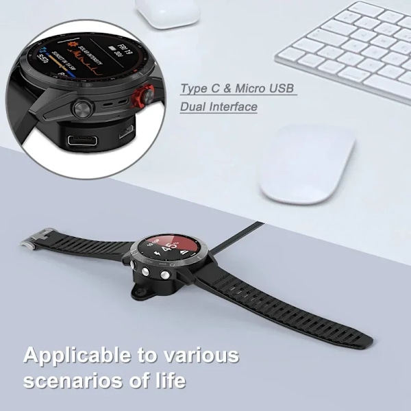 Laddadapter för Garmin Klocka Forerunner 265 965 245 955 255s Venu 3 S SQ2 Laddningskontakt Konverterare För iOS USB-kabel Typ C 1 x Dust Plug A