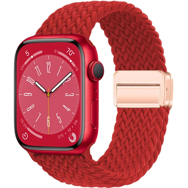 Flätat armband för Apple Watch Band 44mm 40mm 45mm 49mm 41mm 38 spänne Armband iWatch Series se 7 3 6 8 9 Ultra 2 Magnetiskt Band red 38 40 41 42mm